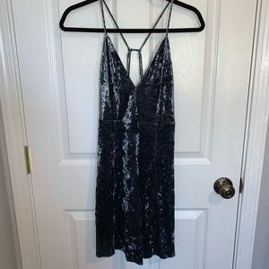 LUSH teal crushed velvet dress